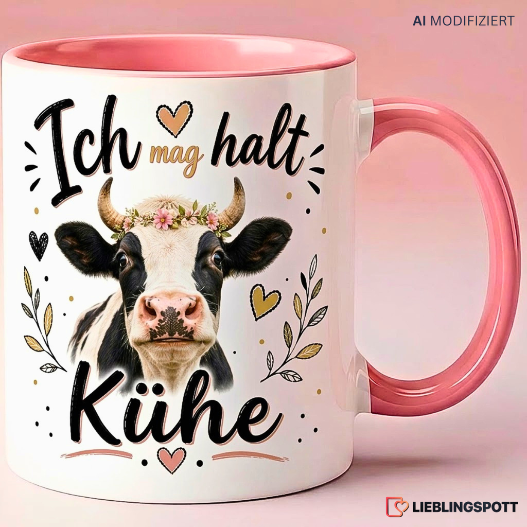 Kühe Tasse „Ich mag halt Kühe“ – Keramik 330 ml