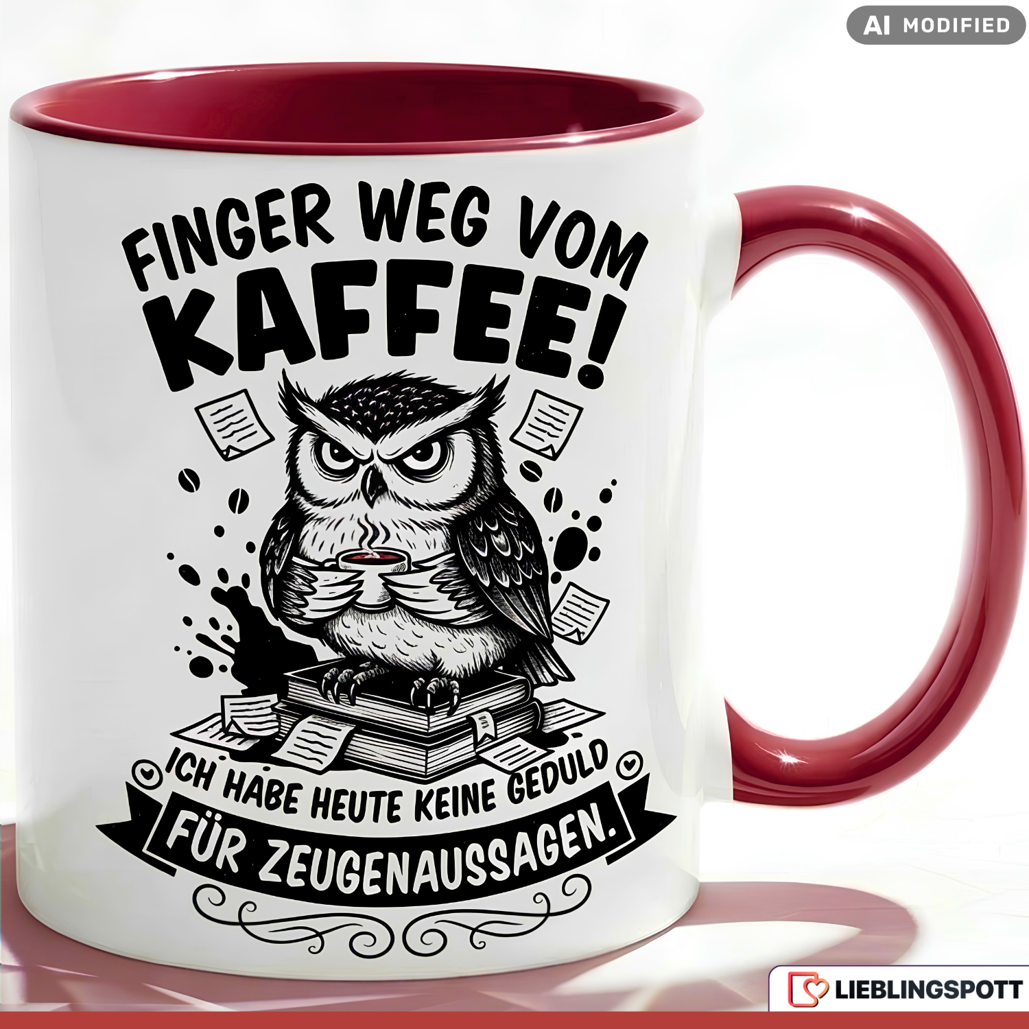 Owl Mug Saying Coffee Office Gift Colleague Red Cup 330ml
