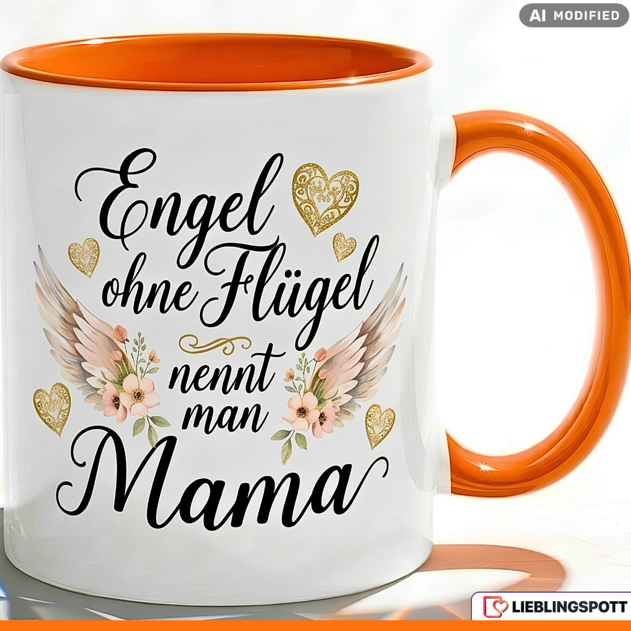 Mama Tasse Spruch Engel ohne Flügel Geschenk Roter Becher 330ml