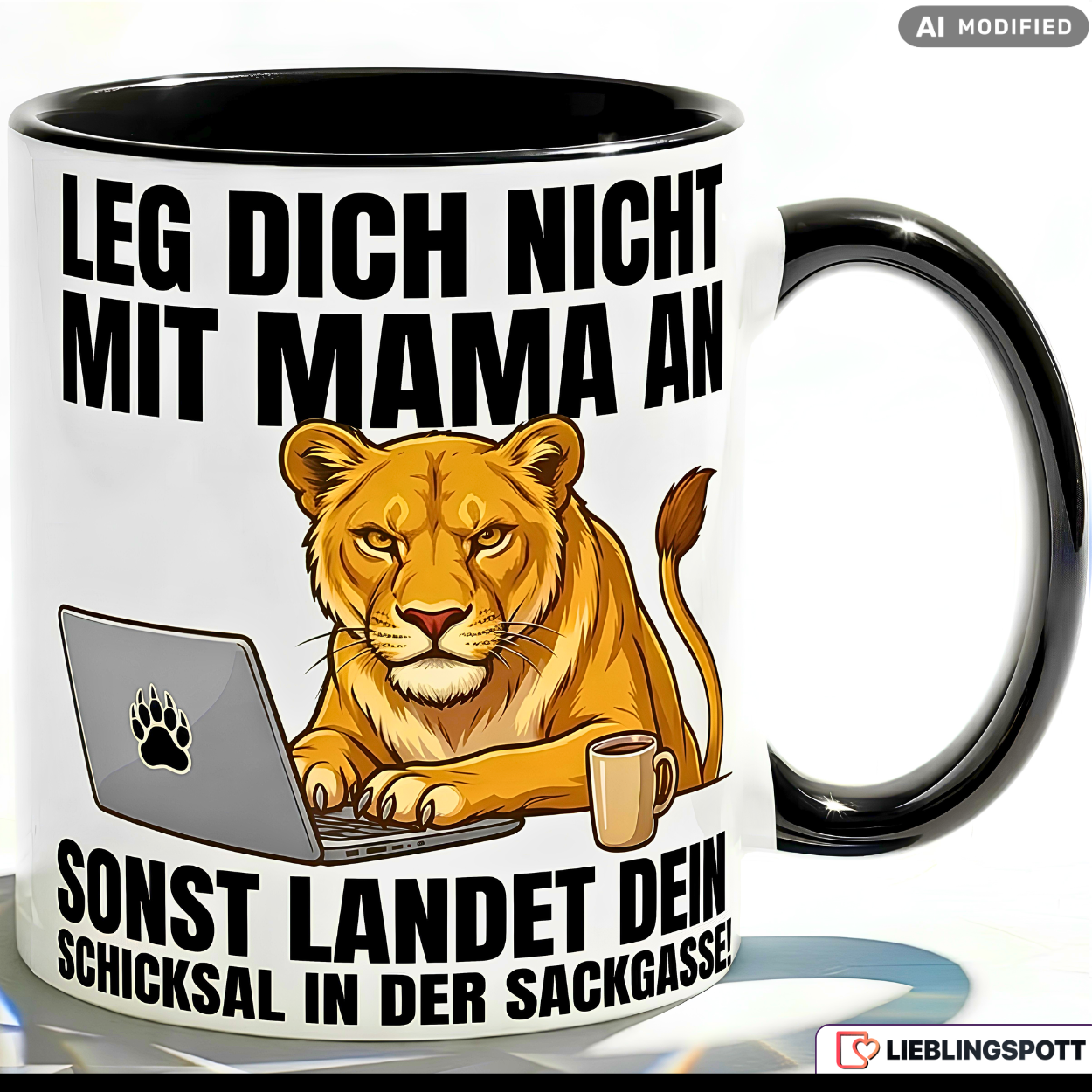 Lioness Mug Quote Mom Office Mother's Day Gift Yellow Mug 330ml