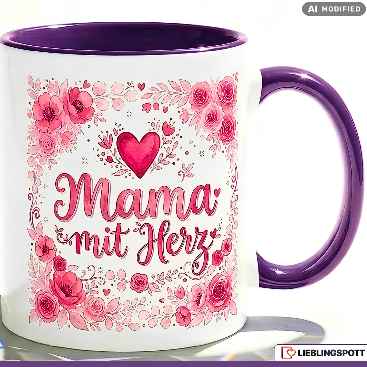 Mama Tasse mit Herz Spruch Geschenk Geburtstag Rosa Becher 330ml