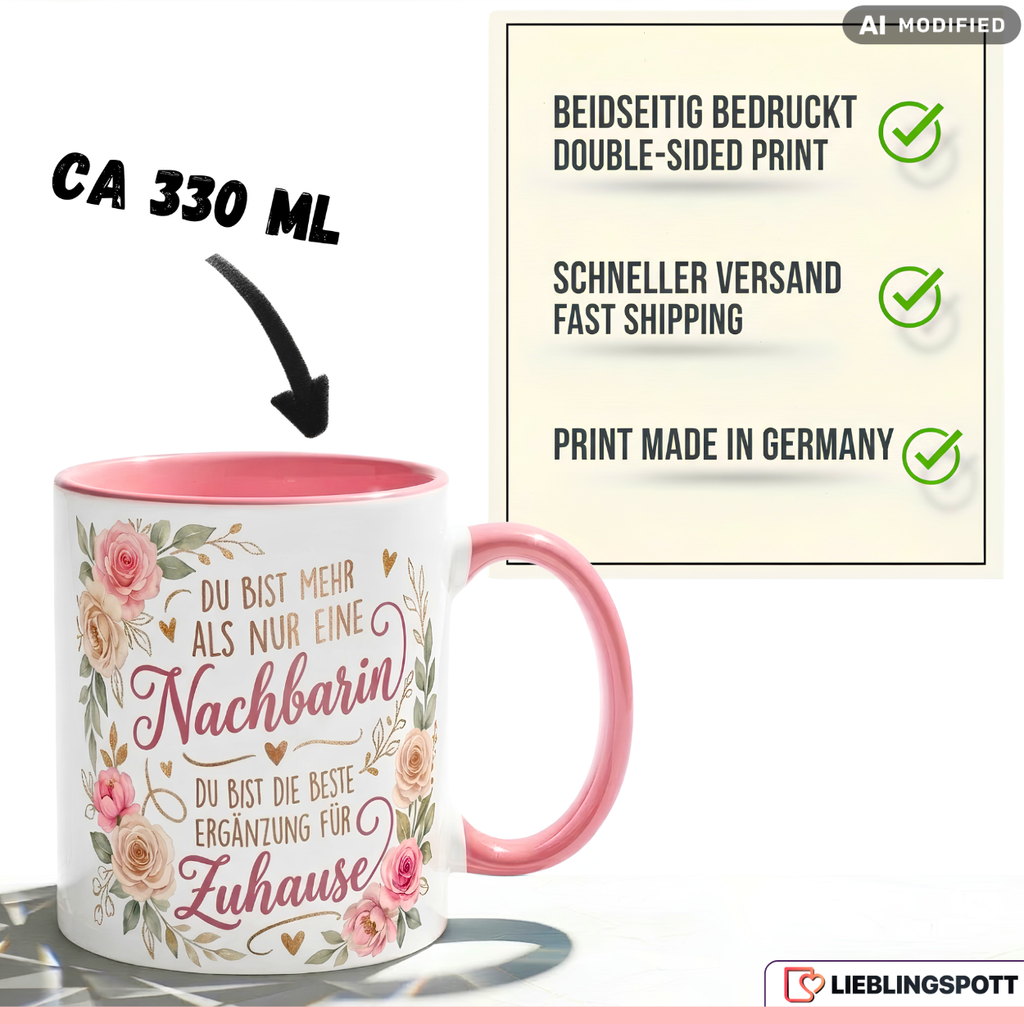 Neighbor Mug Quote Best Gift Thank You Birthday Pink Mug 330ml