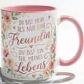 Freundin Tasse Spruch Du bist mehr als nur eine Freundin du bist ein Teil meines Lebens – Geschenk beste Freundin Geburtstag Abschied Danke – Kaffeetasse Blumen – Keramik Becher 330ml
