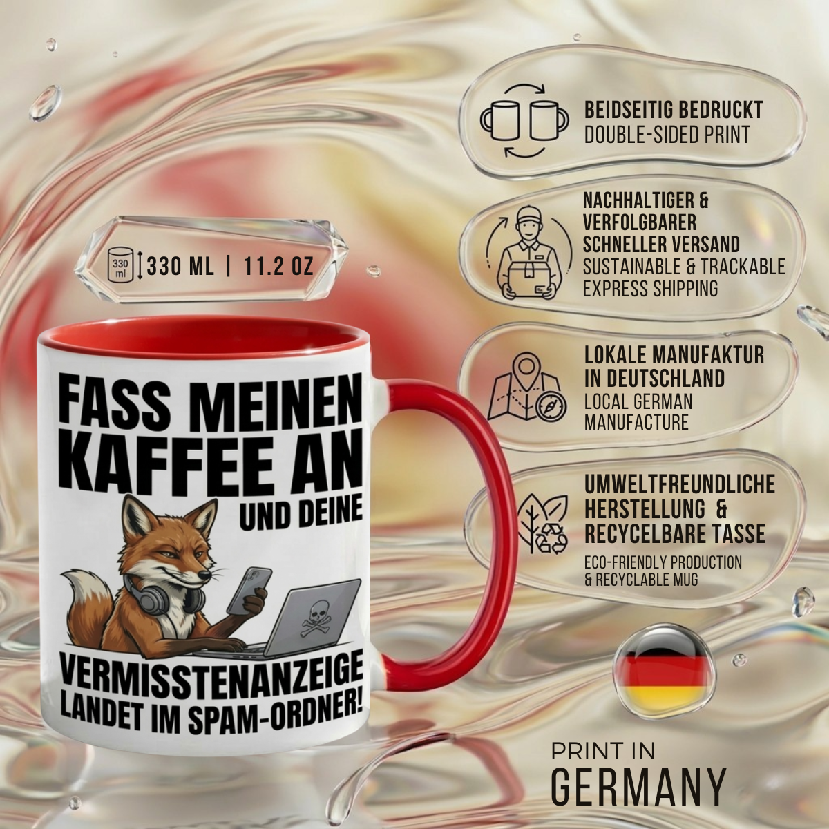 Fuchs Büro Kaffeetasse mit lustiger Spruch als Geschenk für Kollegen mit Humor