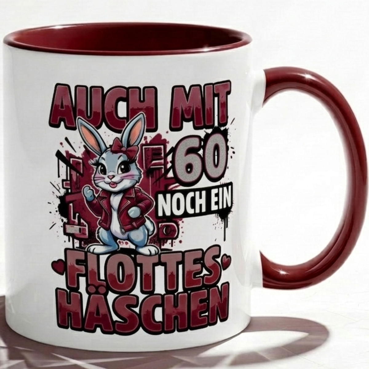 Birthday Mug 60 Years for Woman Gift Bunny in Pink Coffee Mug