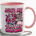 Geburtstags Tasse 60 Jahre für Frau Geschenk Häschen in Rosa Kaffeebecher