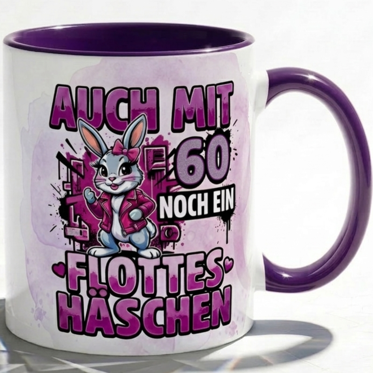 Birthday Mug 60 Years for Woman Gift Bunny in Pink Coffee Mug