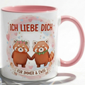 Lustige Roter Panda Tasse Spruch Ich liebe dich für immer & ewig – Romantische Kaffeetasse Valentinstag Jahrestag Hochzeitstag – Geschenk für Freund Freundin Partner – Keramik  330ml
