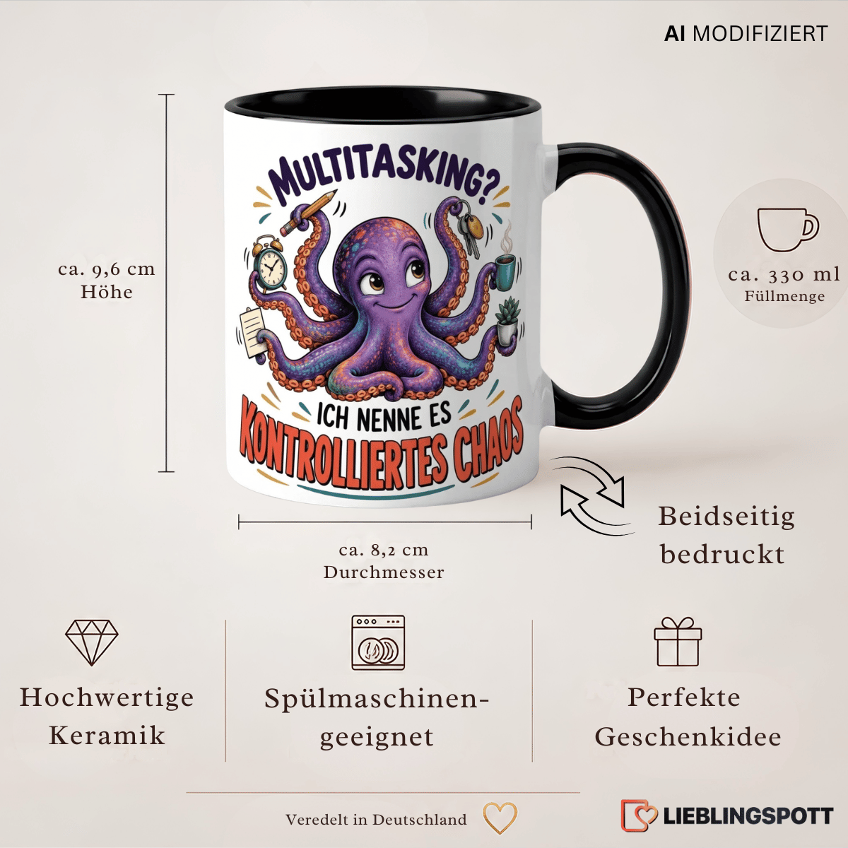Keramiktasse Multitasking – Maße, 330 ml und Produkteigenschaften