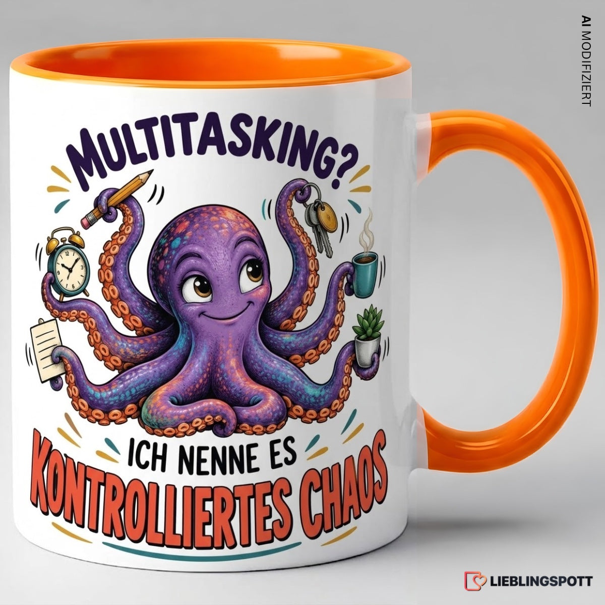 Keramiktasse Multitasking kontrolliertes Chaos – Orange