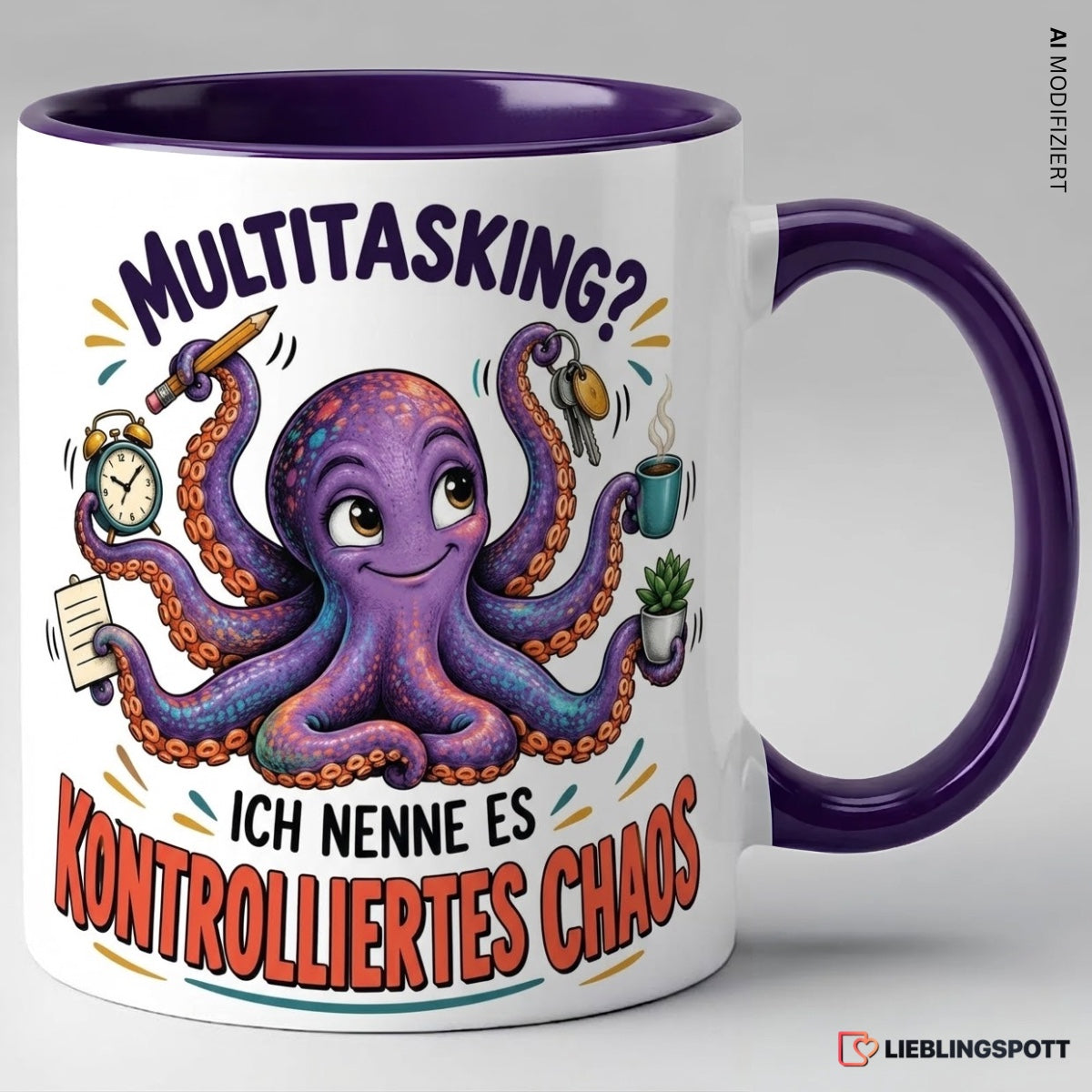 Keramiktasse Multitasking kontrolliertes Chaos – Violett