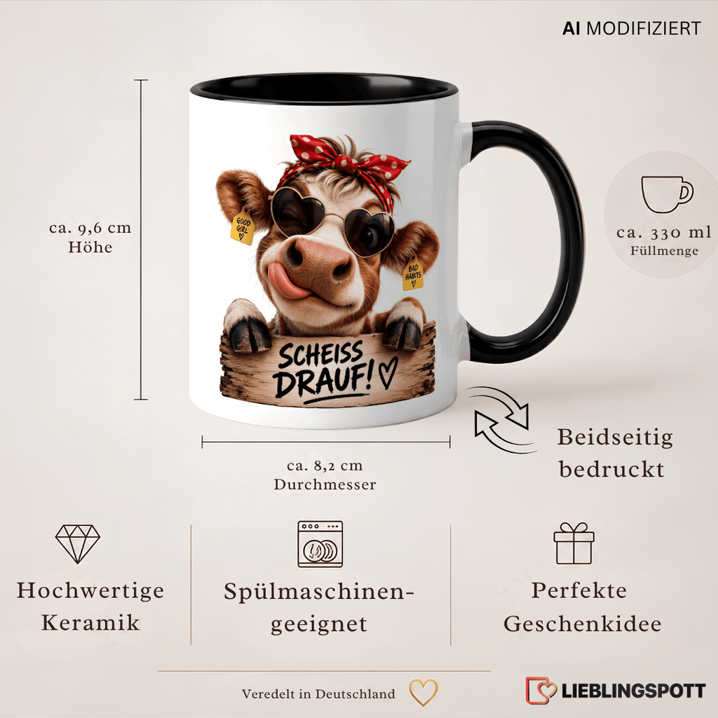 Kuh Tasse Produktinformationen 330 ml beidseitig bedruckt