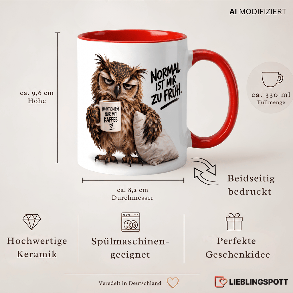 Eulen Tasse 330 ml Maße und Produkteigenschaften