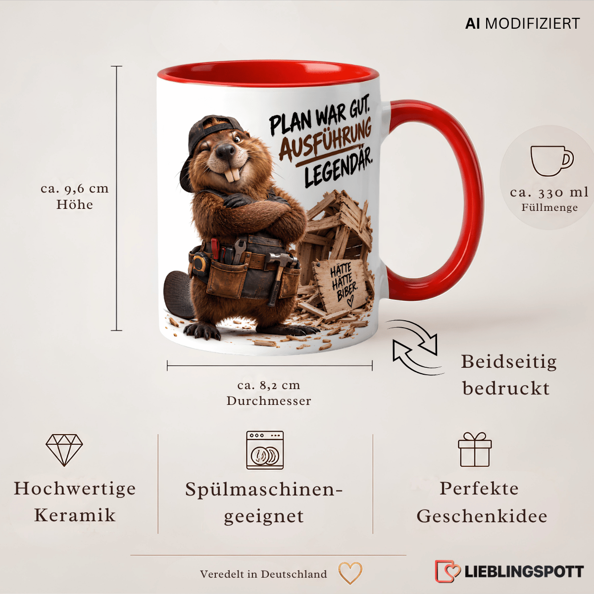 Biber Tasse Produktdetails 330 ml Maße und Vorteile