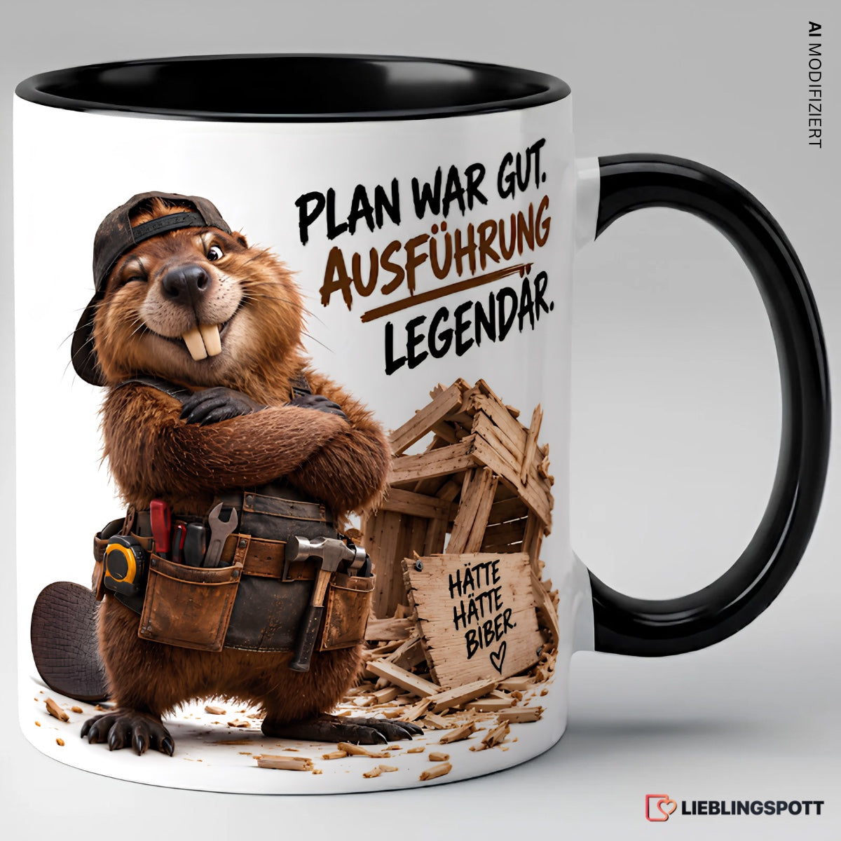 Biber Tasse Plan war gut Ausführung legendär – Schwarz
