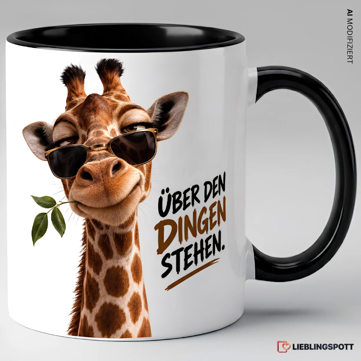 Giraffen Tasse Über den Dingen stehen – Schwarz