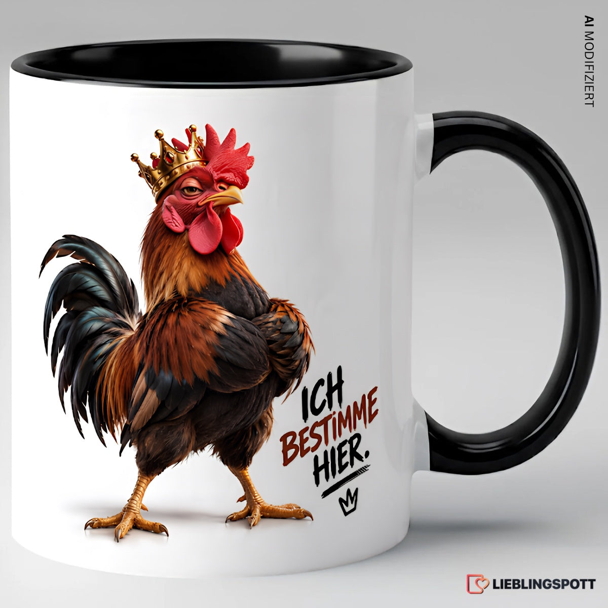 Hahn Tasse Ich bestimme hier Schwarz
