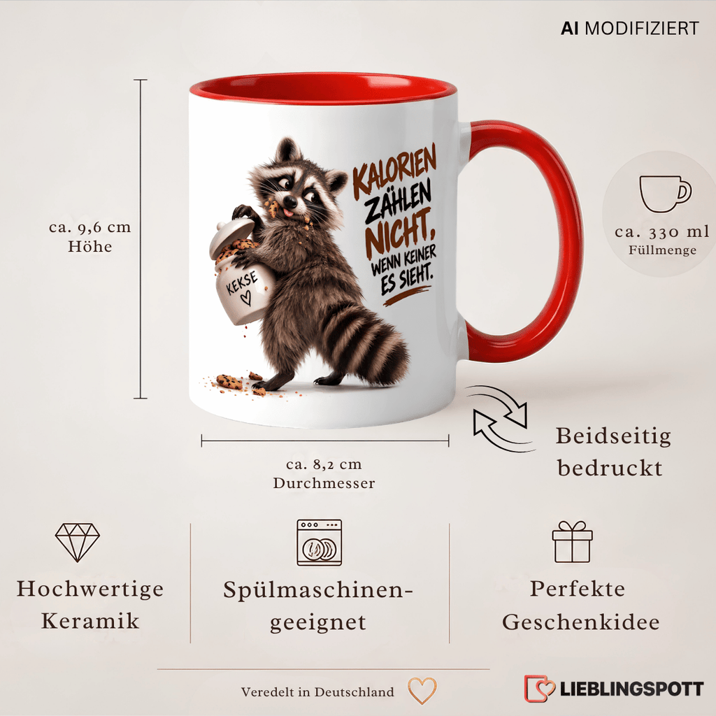 Waschbär Tasse Produktinformationen 330 ml Maße und Eigenschaften