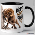 Widder Tasse Kopf statt Plan – Schwarz