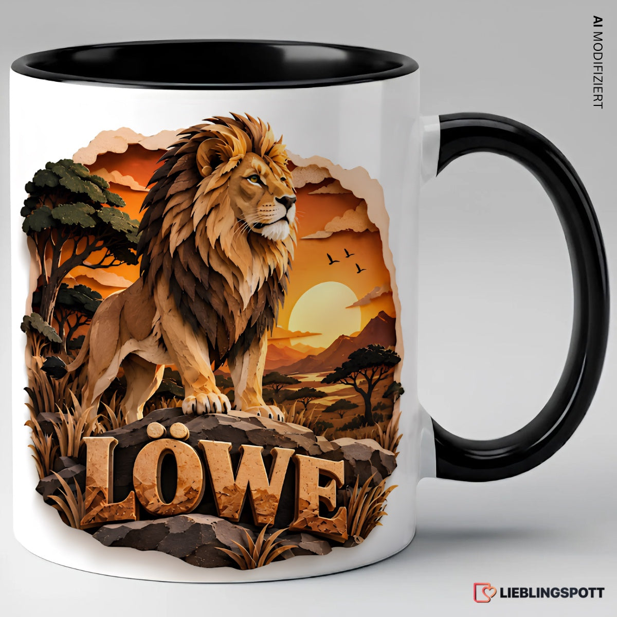Löwen Tasse Schwarz