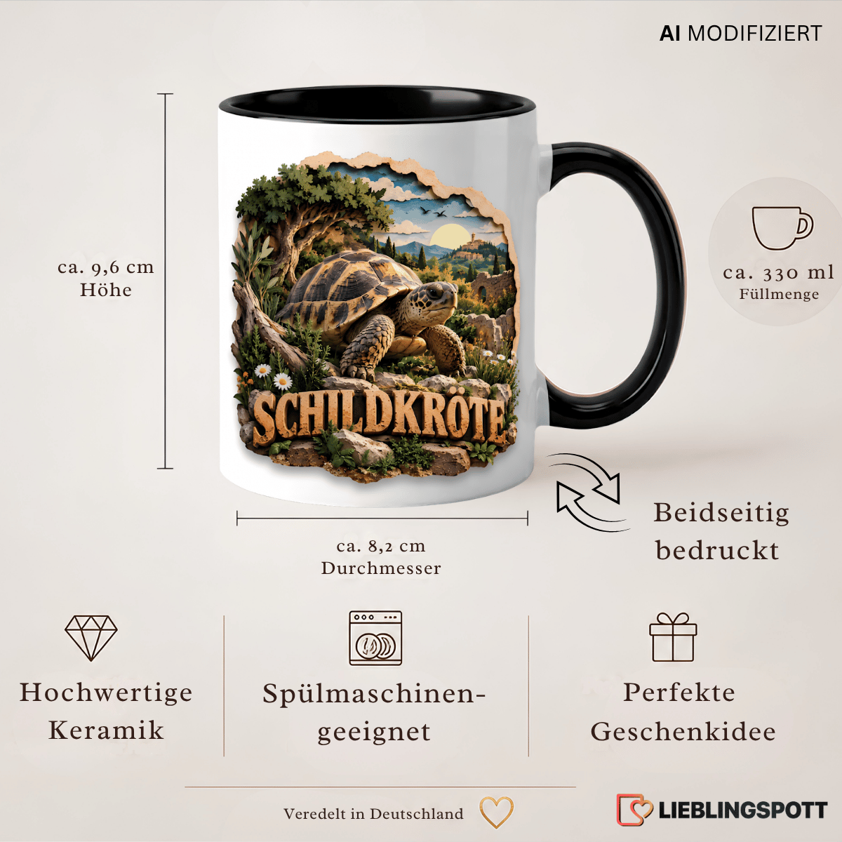 Schildkröten Tasse Maße und Produktvorteile