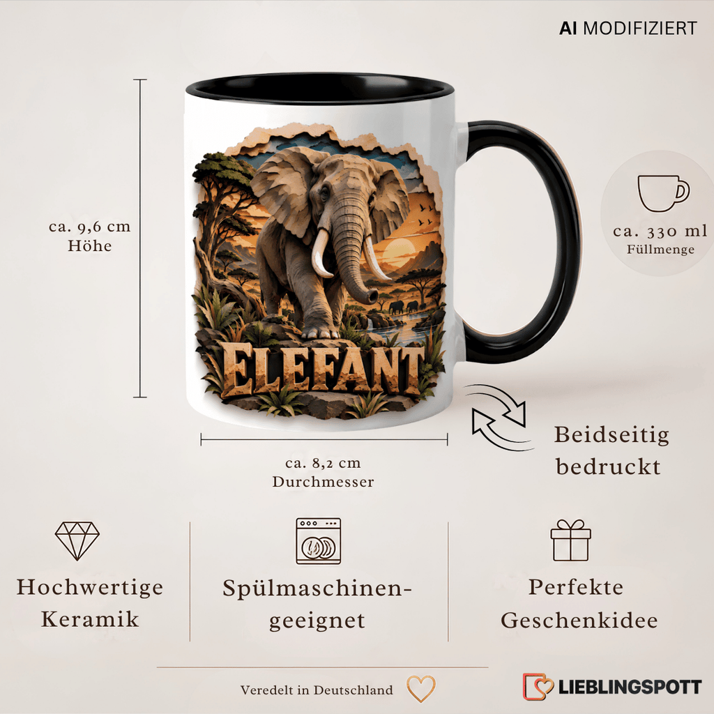 Elefanten Tasse Produktinformationen 330 ml Maße und Vorteile