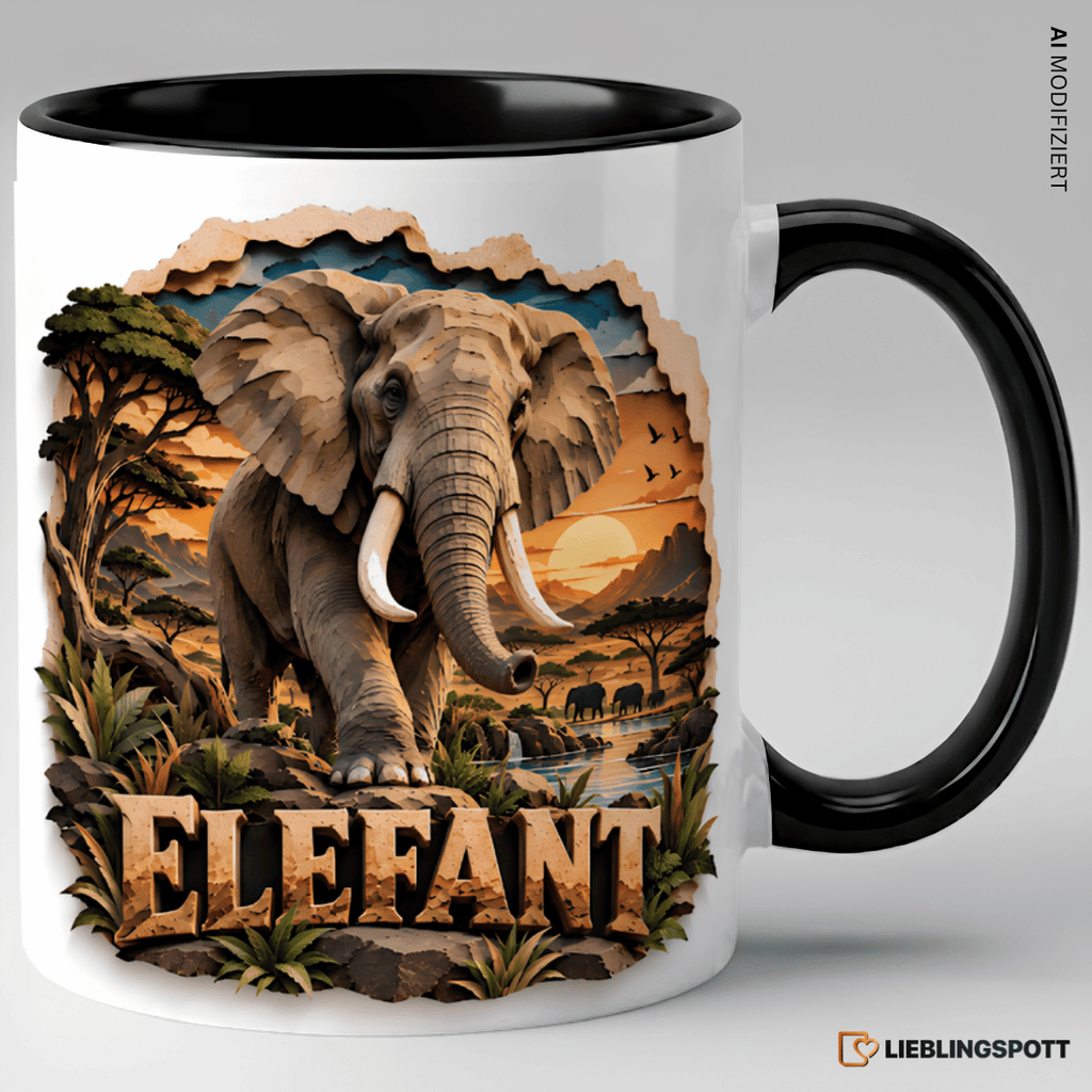 Elefanten Tasse Schwarz