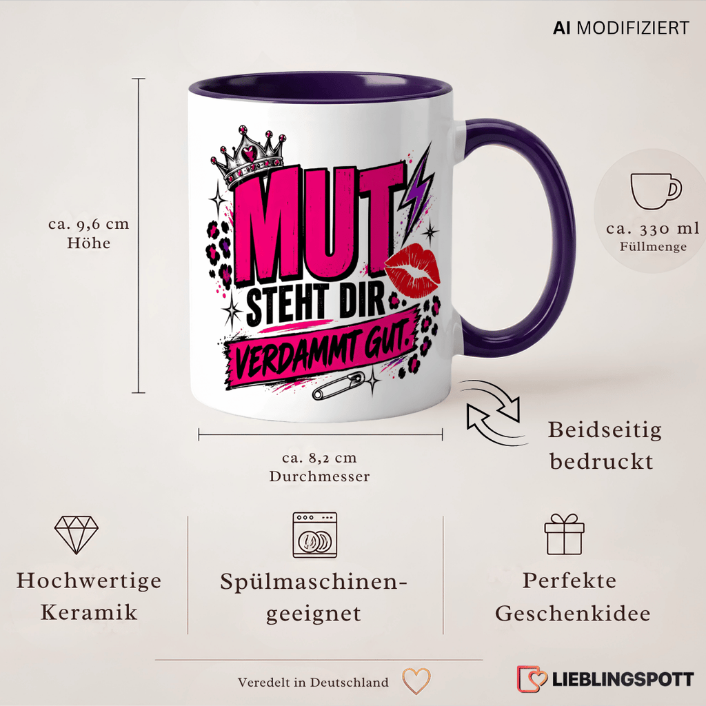 Produktinformationen zur Mut steht dir verdammt gut Keramiktasse