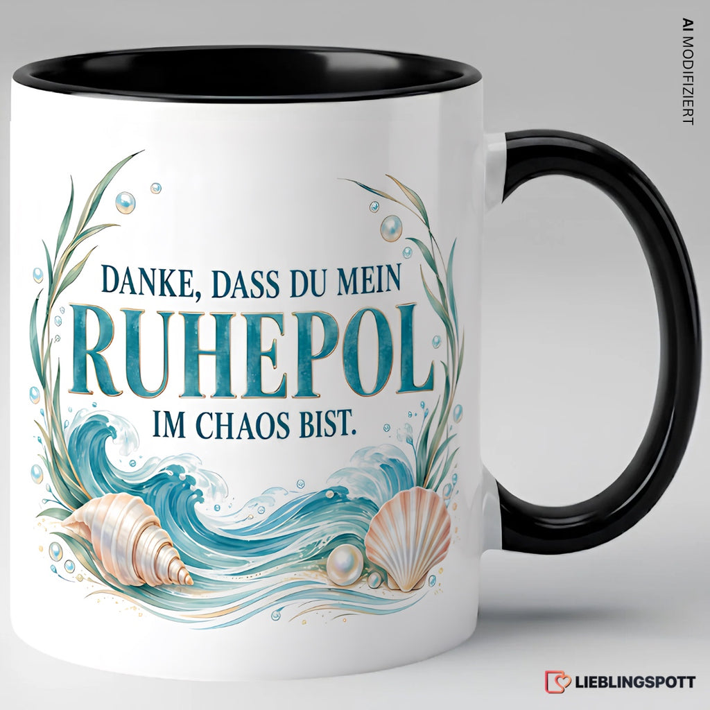 Ruhepol Tasse Danke dass du mein Ruhepol im Chaos bist in Schwarz