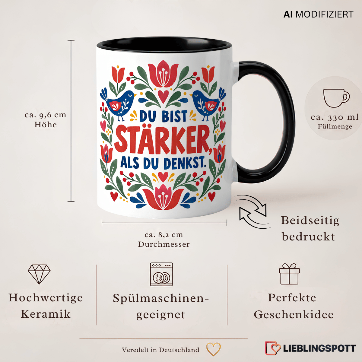 Produktinformationen Keramiktasse Du bist stärker als du denkst 330 ml
