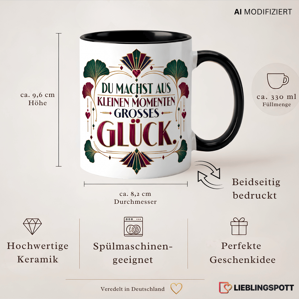 Produktinformationen Glück Tasse – 330 ml, Maße und Eigenschaften