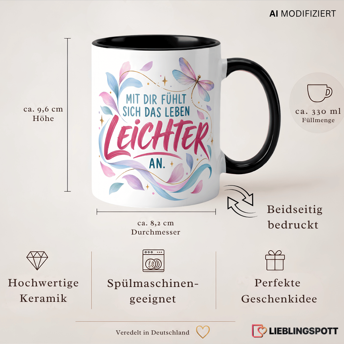 Produktinformationen Tasse – 330 ml, Maße und Eigenschaften