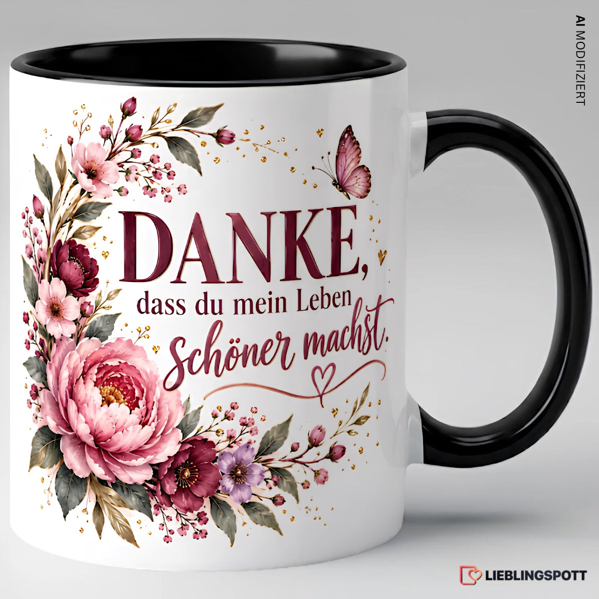 Danke, dass du mein Leben schöner machst Tasse – Schwarz