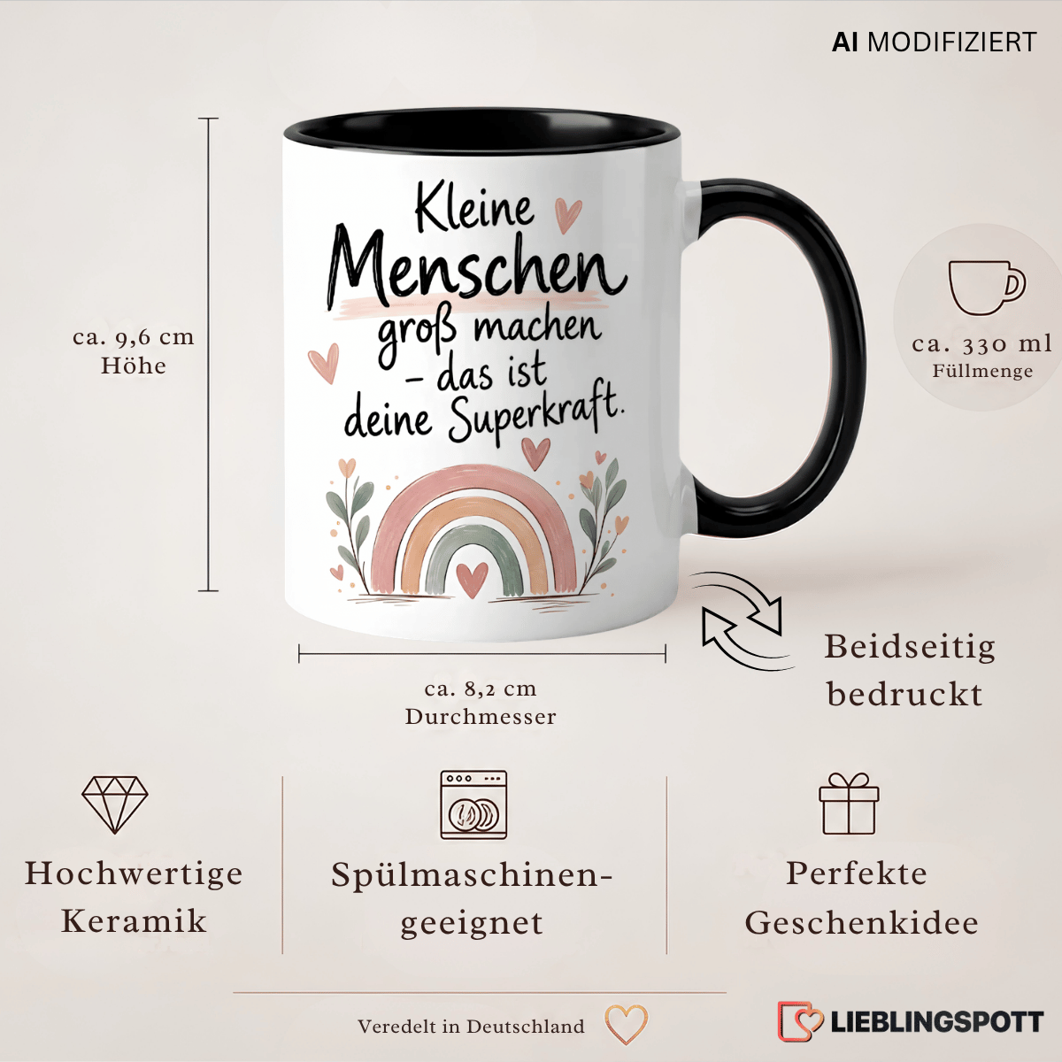 Produktinformationen Kleine Menschen groß machen Tasse – 330 ml