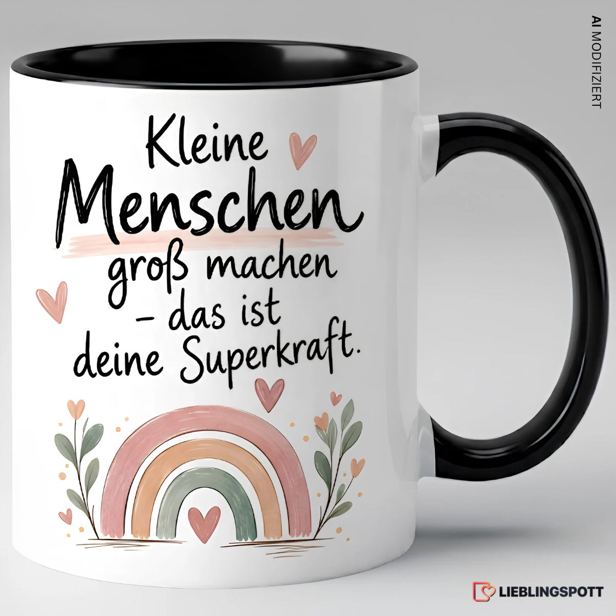 Kleine Menschen groß machen – Tasse Schwarz