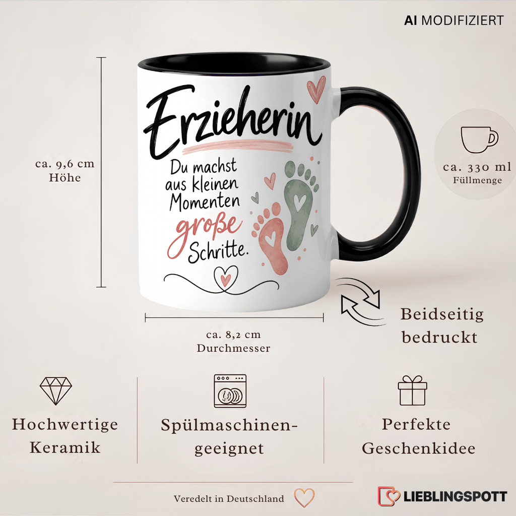 Erzieherin Tasse 330 ml Maße und Produktvorteile