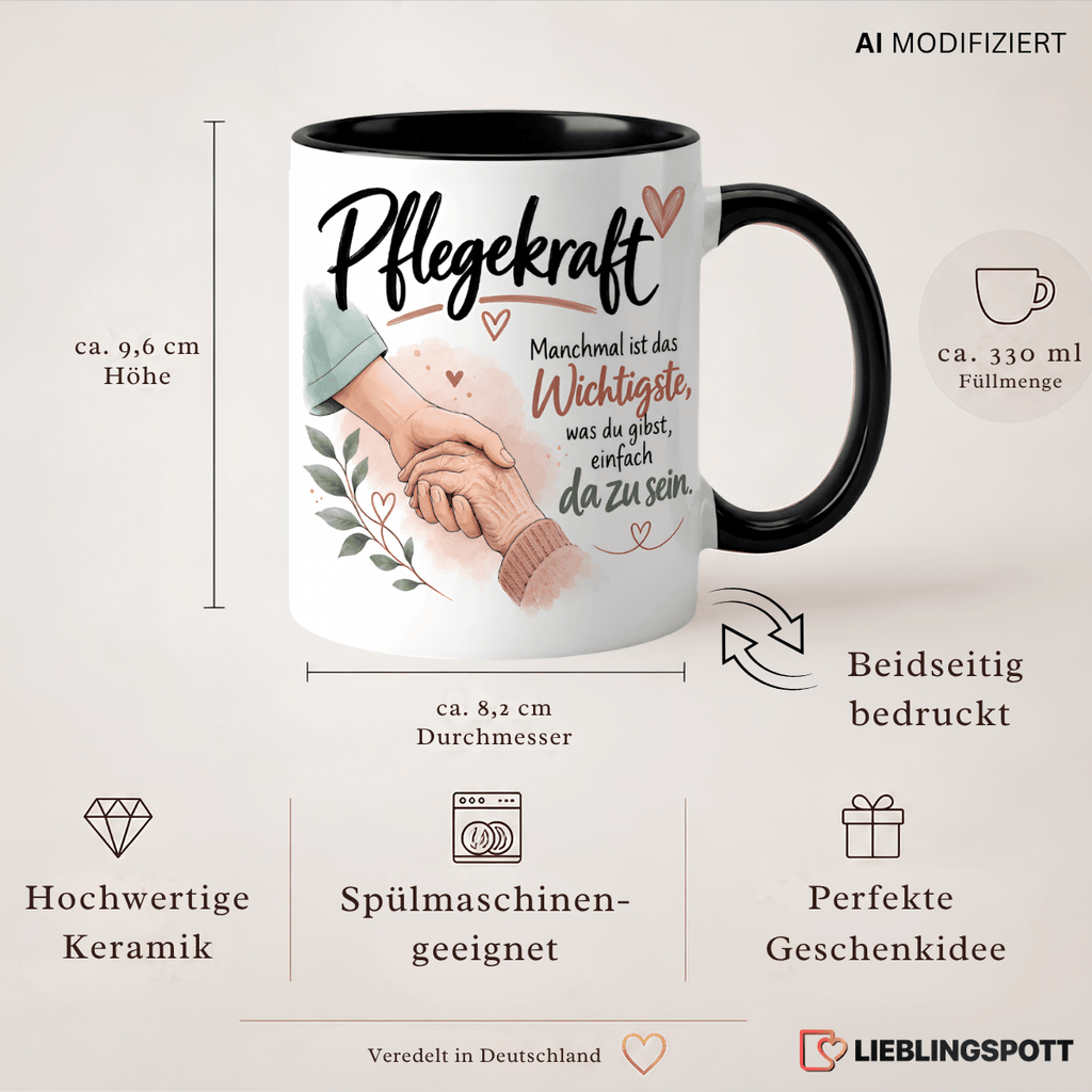 Pflegekraft Tasse 330 ml – Maße und Produkteigenschaften