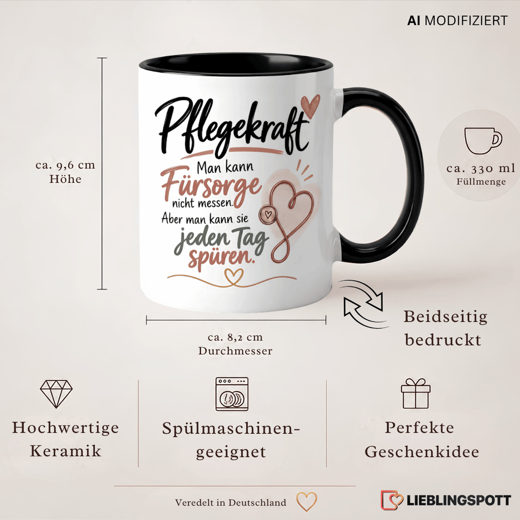 Pflegekraft Tasse 330 ml – Maße und Produkteigenschaften