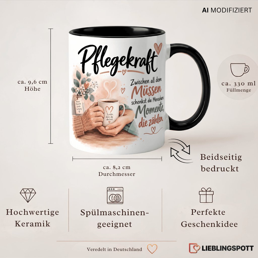 Pflegekraft Tasse 330 ml – Maße und Produkteigenschaften