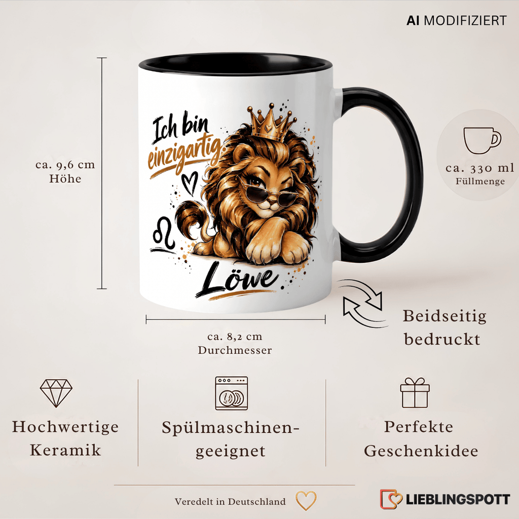 Löwe Sternzeichen Tasse – Maße, Füllmenge und Produkteigenschaften