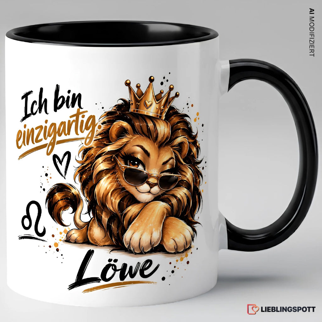 Löwe Sternzeichen Tasse Schwarz – Ich bin einzigartig