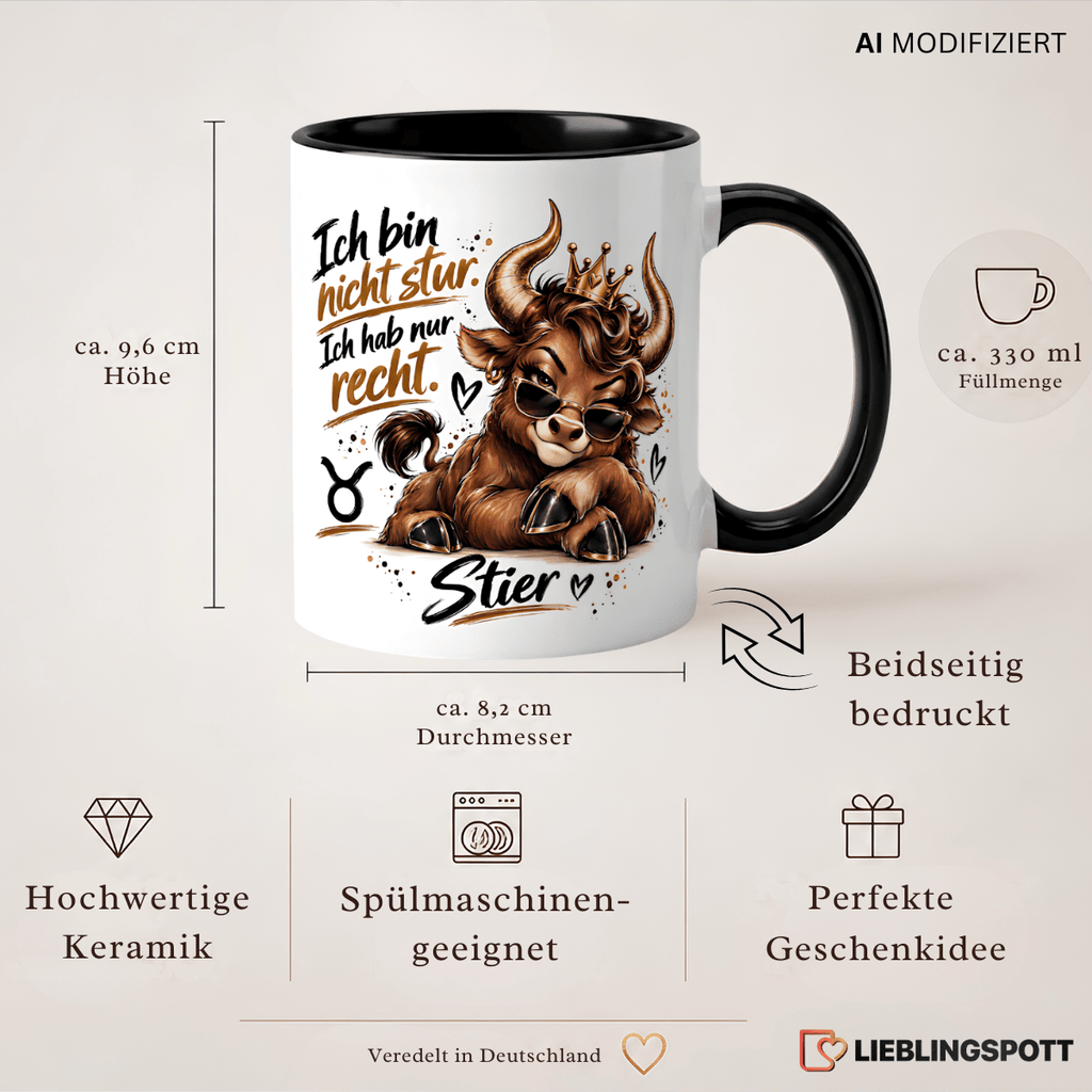 Stier Tasse Maße 330 ml und Produktvorteile