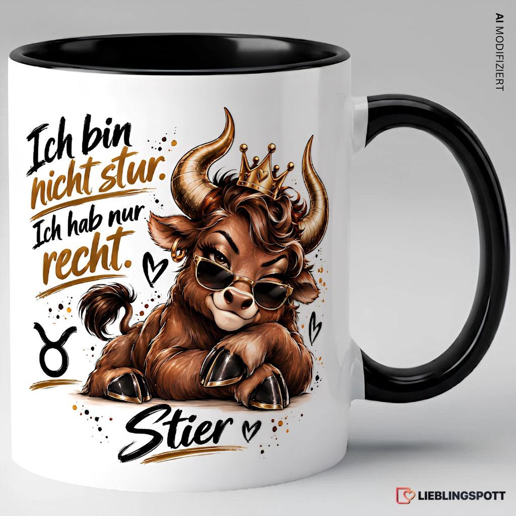 Stier Sternzeichen Keramiktasse – Schwarz