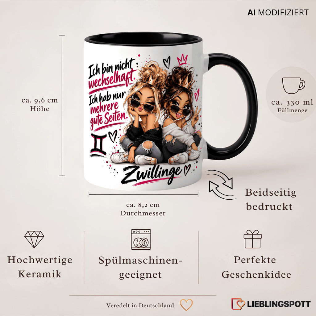 Zwillinge Tasse Maße 330 ml und Produktvorteile