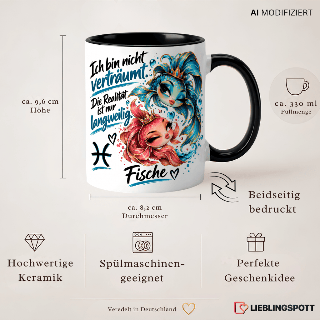 Fische Tasse Maße 330 ml und Produktvorteile