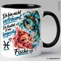 Fische Sternzeichen Spruchtasse – Schwarz