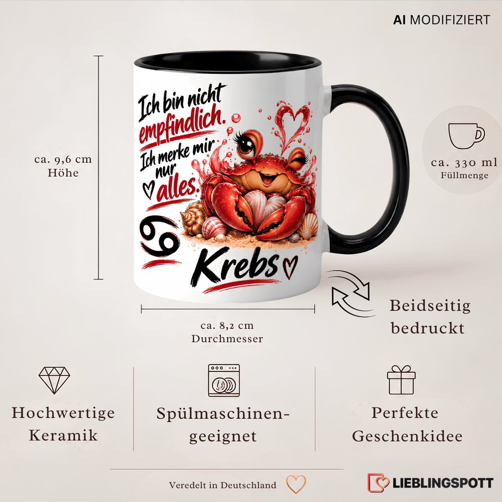 Krebs Tasse Maße 330 ml und Produktvorteile