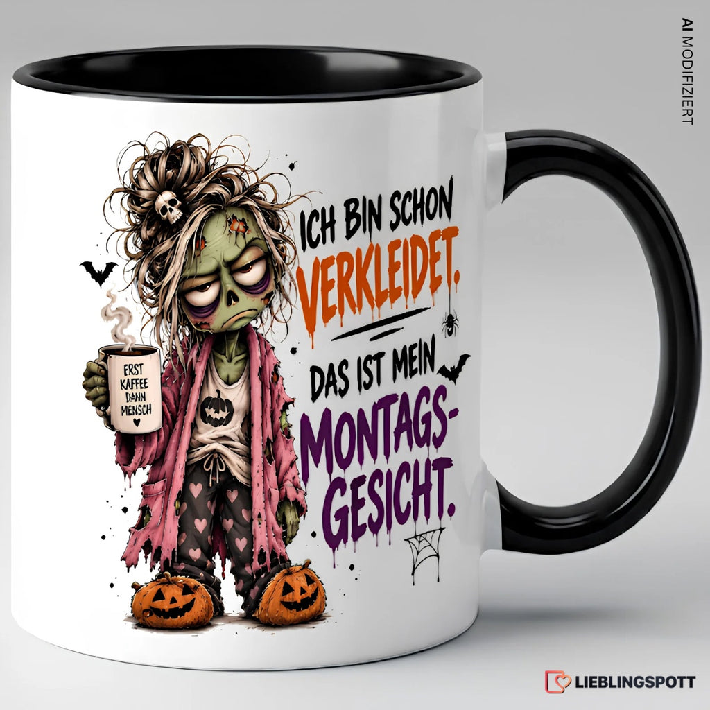 Halloween Tasse Montagsgesicht Schwarz Keramik 330 ml