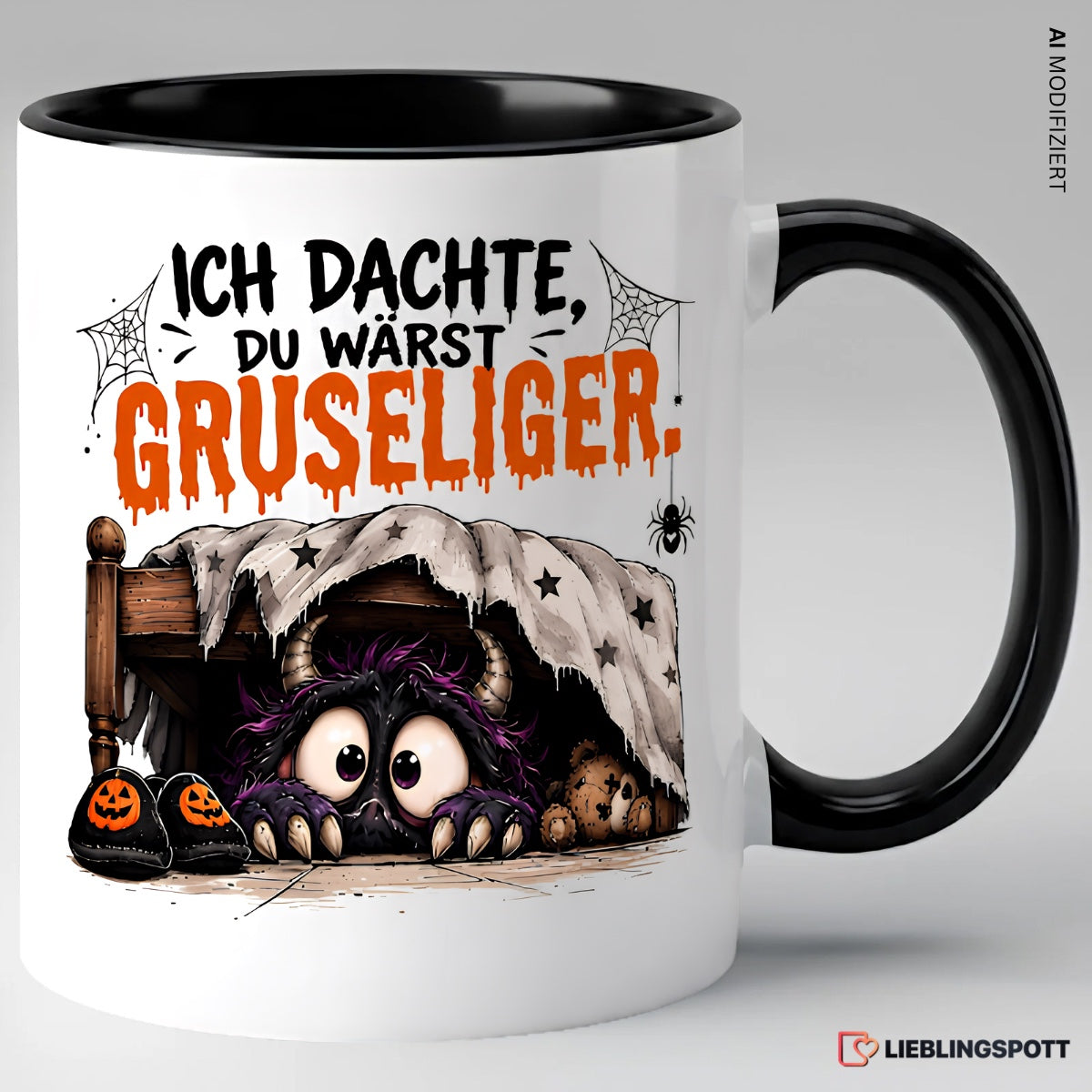 Halloween Tasse Ich dachte du wärst gruseliger Schwarz