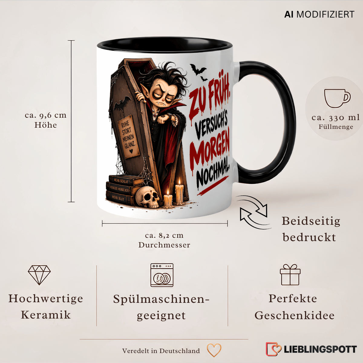 Halloween Keramiktasse 330 ml Maße und Vorteile